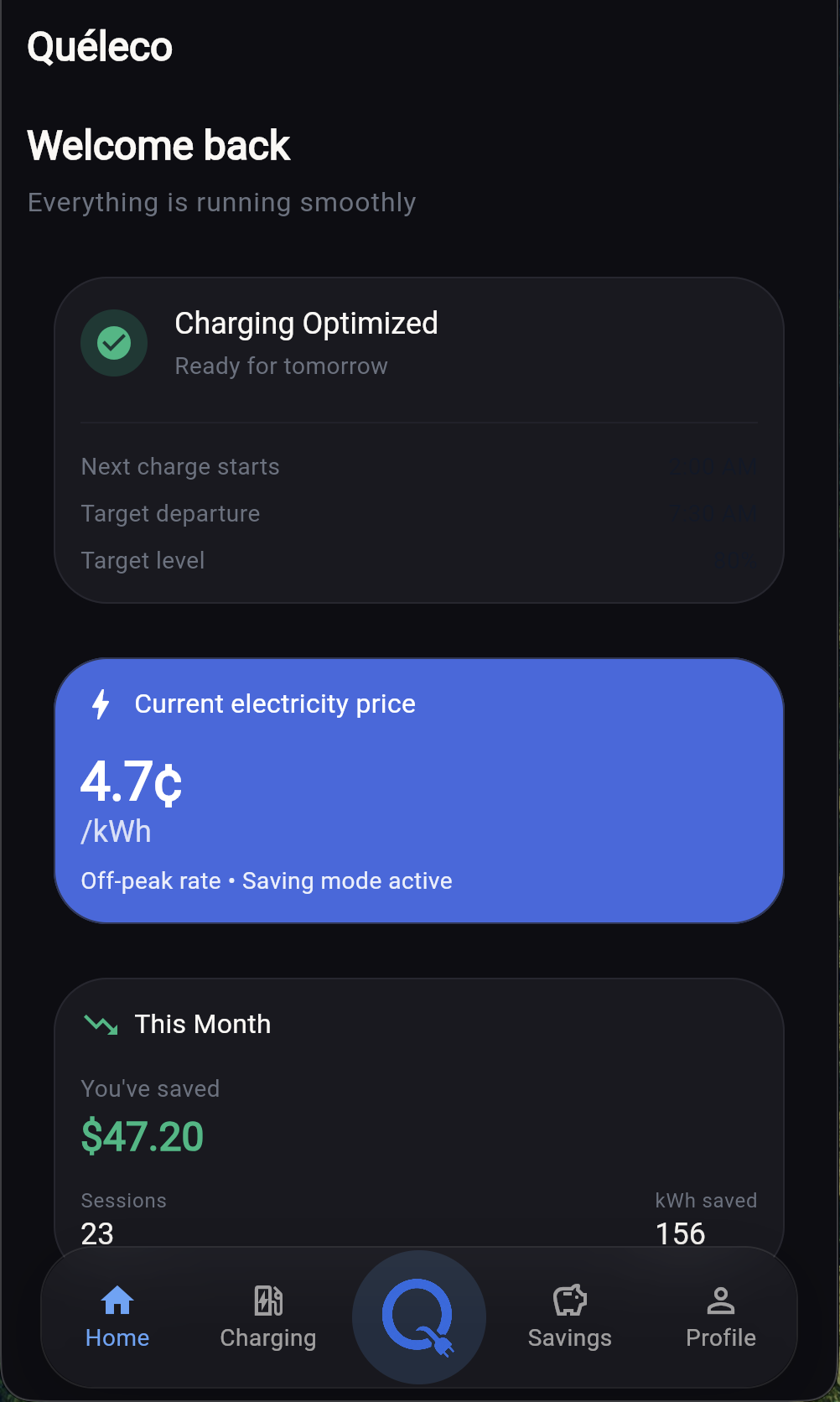 Quéleco App — Accueil